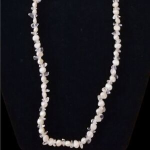 Vintage genuine Baroque pearl and clear quartz  necklace